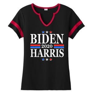 Joe Biden Kamala Harris Red White and Blue Stars logo Ladies Halftime Notch Neck Tee