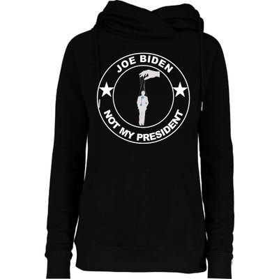 Joe Biden Not My President Hanging Puppet Womens Funnel Neck Pullover Hood