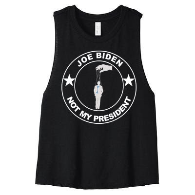 Joe Biden Not My President Hanging Puppet Women's Racerback Cropped Tank