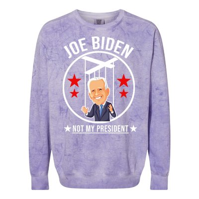 Joe Biden Not My President Puppet Funny Colorblast Crewneck Sweatshirt