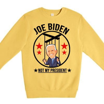 Joe Biden Not My President Puppet Funny Premium Crewneck Sweatshirt