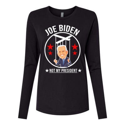 Joe Biden Not My President Puppet Funny Womens Cotton Relaxed Long Sleeve T-Shirt