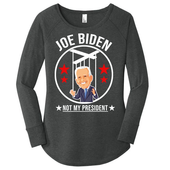 Joe Biden Not My President Puppet Funny Women's Perfect Tri Tunic Long Sleeve Shirt