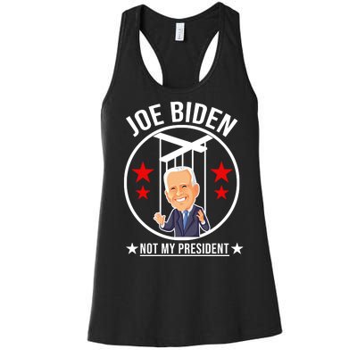 Joe Biden Not My President Puppet Funny Women's Racerback Tank