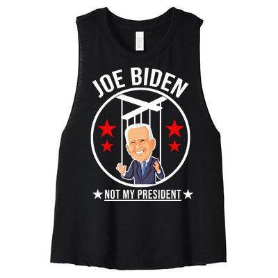 Joe Biden Not My President Puppet Funny Women's Racerback Cropped Tank