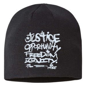 Justice Opportunity Equity Freedom Sustainable Beanie