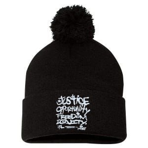 Justice Opportunity Equity Freedom Pom Pom 12in Knit Beanie