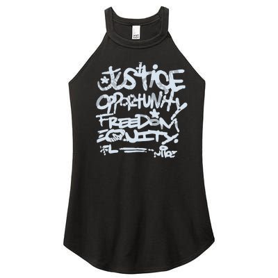 Justice Opportunity Equity Freedom Women’s Perfect Tri Rocker Tank