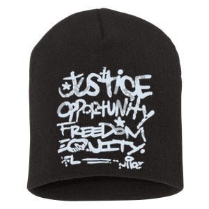 Justice Opportunity Equity Freedom Short Acrylic Beanie