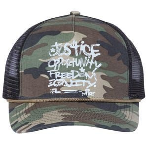 Justice Opportunity Equity Freedom Retro Rope Trucker Hat Cap