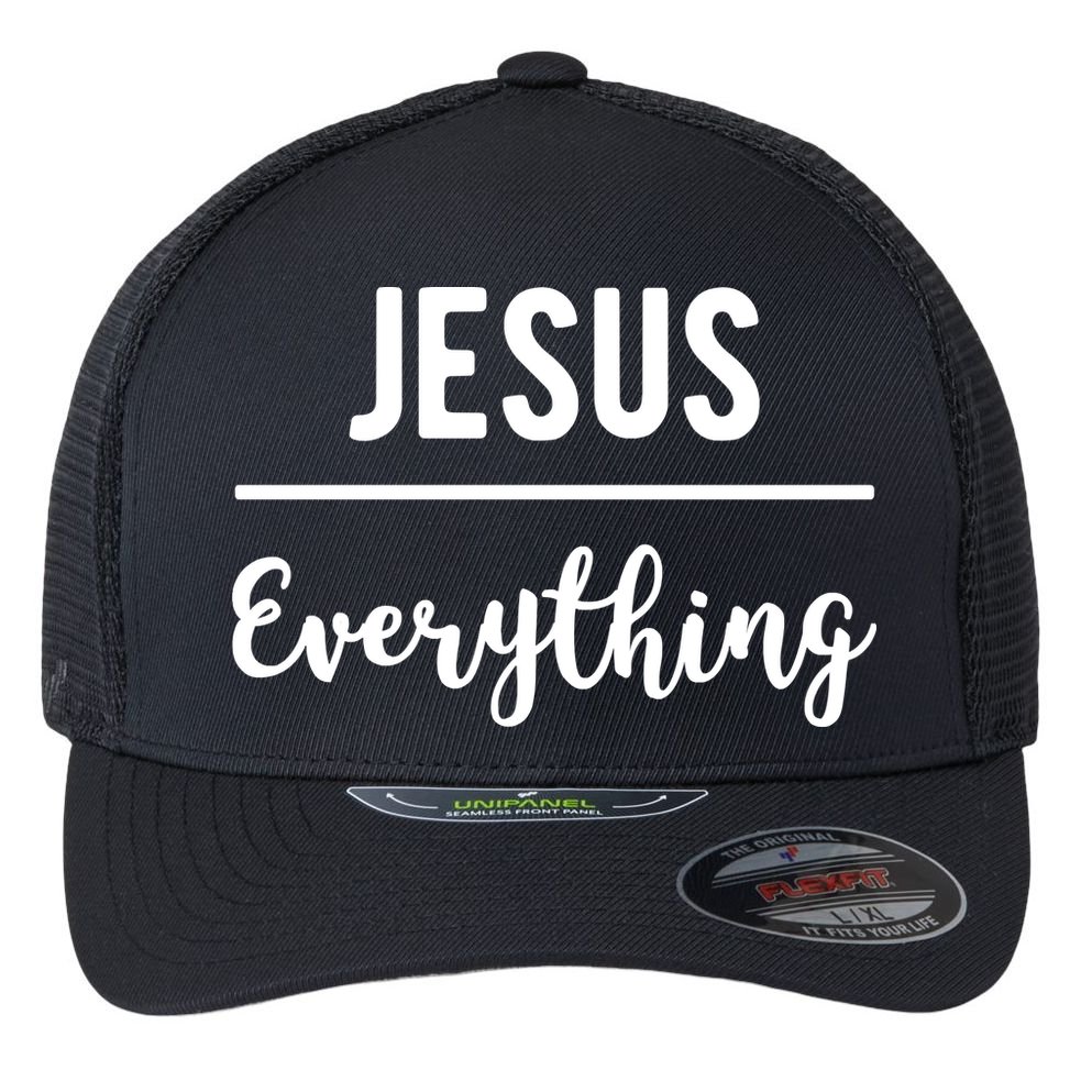 Jesus Over Everything Christian Faith Flexfit Unipanel Trucker Cap