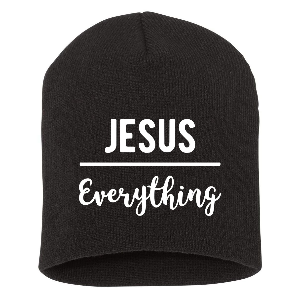 Jesus Over Everything Christian Faith Short Acrylic Beanie