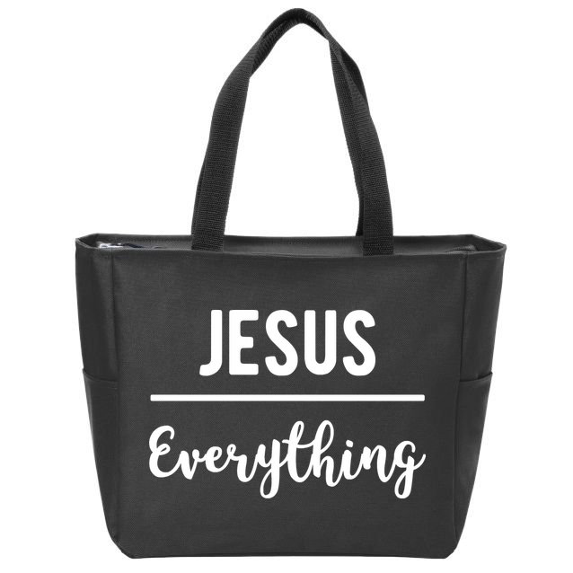 Jesus Over Everything Christian Faith Zip Tote Bag