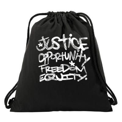 Justice Opportunity Equity Freedom Drawstring Bag