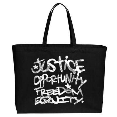 Justice Opportunity Equity Freedom Cotton Canvas Jumbo Tote