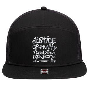 Justice Opportunity Equity Freedom 7 Panel Mesh Trucker Snapback Hat