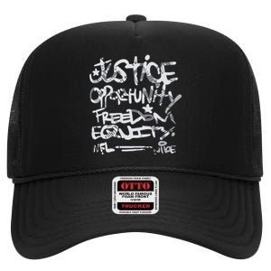 Justice Opportunity Equity Freedom High Crown Mesh Back Trucker Hat