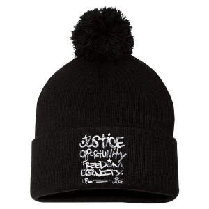 Justice Opportunity Equity Freedom Pom Pom 12in Knit Beanie