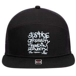 Justice Opportunity Equity Freedom L 7 Panel Mesh Trucker Snapback Hat