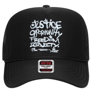 Justice Opportunity Equity Freedom L High Crown Mesh Back Trucker Hat