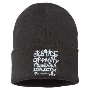 Justice Opportunity Equity Freedom L Sustainable Knit Beanie