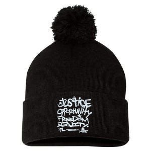 Justice Opportunity Equity Freedom L Pom Pom 12in Knit Beanie