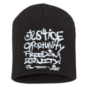 Justice Opportunity Equity Freedom L Short Acrylic Beanie