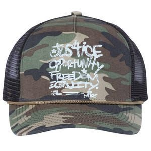 Justice Opportunity Equity Freedom L Retro Rope Trucker Hat Cap