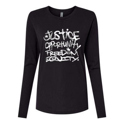 justice opportunity equity freedom  Womens Cotton Relaxed Long Sleeve T-Shirt