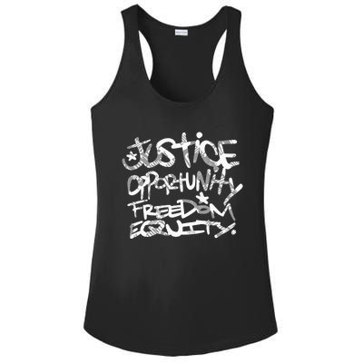 justice opportunity equity freedom  Ladies PosiCharge Competitor Racerback Tank