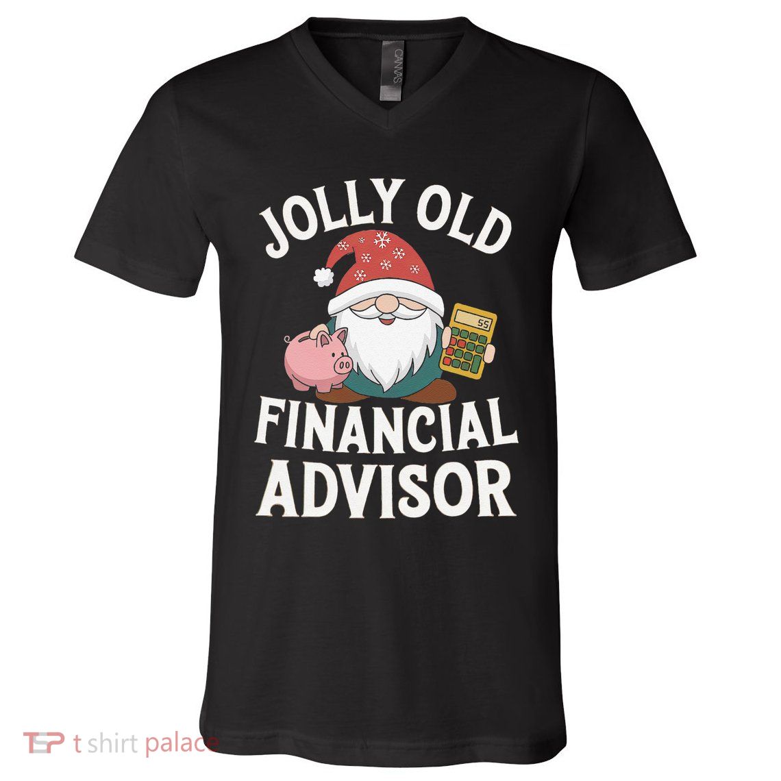 Jolly Old Financial Advisor Christmas Gnome Fun V-Neck T-Shirt