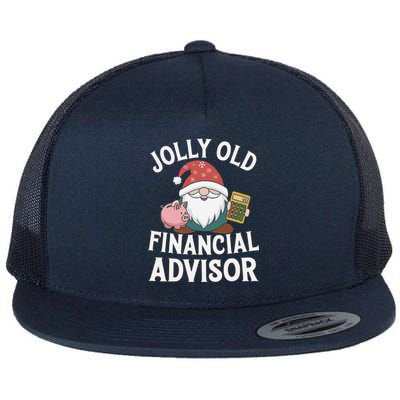 Jolly Old Financial Advisor Christmas Gnome Fun Flat Bill Trucker Hat