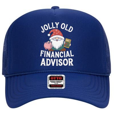 Jolly Old Financial Advisor Christmas Gnome Fun High Crown Mesh Back Trucker Hat