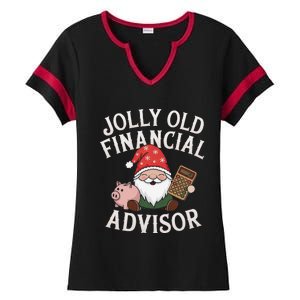 Jolly Old Financial Advisor Christmas Gnome Fun Ladies Halftime Notch Neck Tee