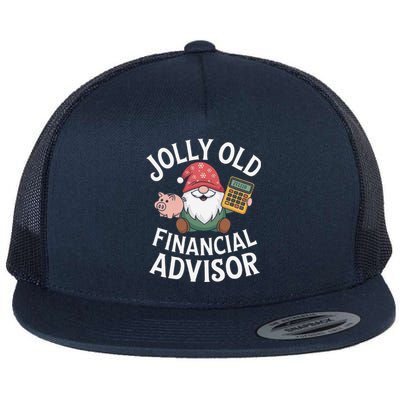 Jolly Old Financial Advisor Christmas Gnome Flat Bill Trucker Hat