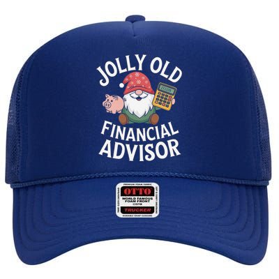 Jolly Old Financial Advisor Christmas Gnome High Crown Mesh Back Trucker Hat