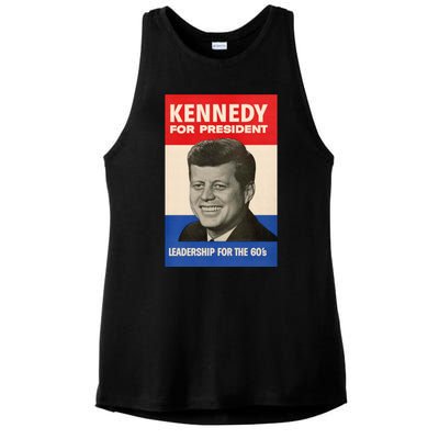 John F. Kennedy 1960 Campaign Poster Ladies PosiCharge Tri-Blend Wicking Tank