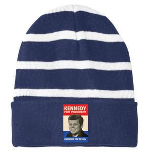 John F. Kennedy 1960 Campaign Poster Striped Beanie with Solid Band