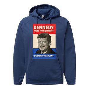 John F. Kennedy 1960 Campaign Poster Performance Fleece Hoodie