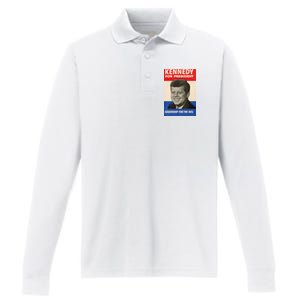 John F. Kennedy 1960 Campaign Poster Performance Long Sleeve Polo