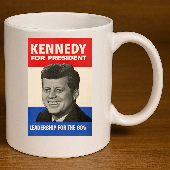 John F. Kennedy 1960 Campaign Poster 11oz C Handle Ceramic Mug