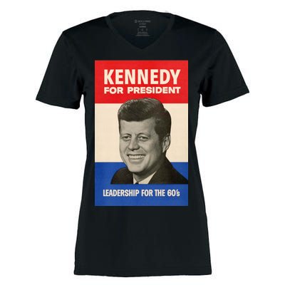 John F. Kennedy 1960 Campaign Vintage Poster Women's Momentum V-Neck T-Shirt