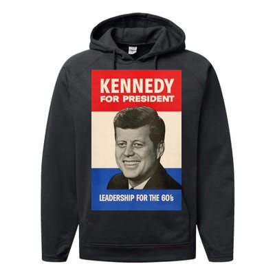 John F. Kennedy 1960 Campaign Vintage Poster Performance Fleece Hoodie