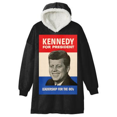 John F. Kennedy 1960 Campaign Vintage Poster Hooded Wearable Blanket