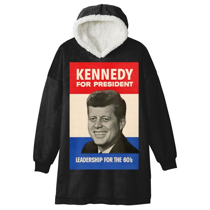 John F. Kennedy 1960 Campaign Vintage Poster Hooded Wearable Blanket