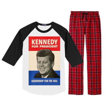 John F. Kennedy 1960 Campaign Vintage Poster Raglan Sleeve Pajama Set