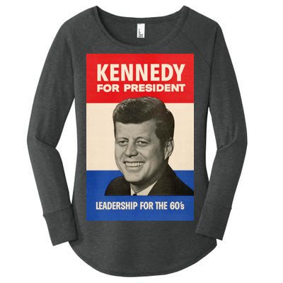 John F. Kennedy 1960 Campaign Vintage Poster Women's Perfect Tri Tunic Long Sleeve Shirt