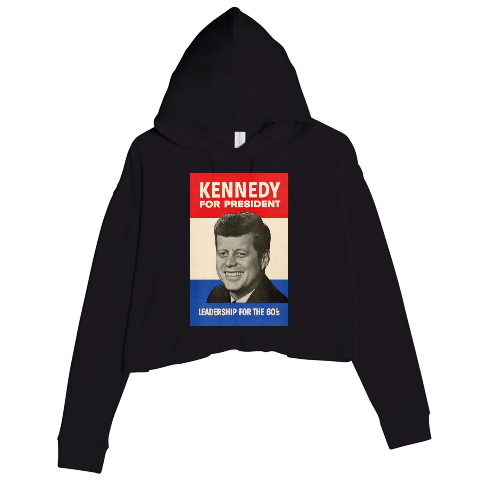 John F. Kennedy 1960 Campaign Vintage Poster Crop Fleece Hoodie