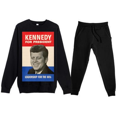 John F. Kennedy 1960 Campaign Vintage Poster Premium Crewneck Sweatsuit Set