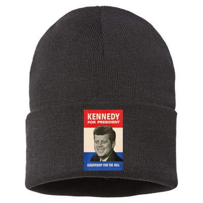 John F. Kennedy 1960 Campaign Vintage Poster Sustainable Knit Beanie